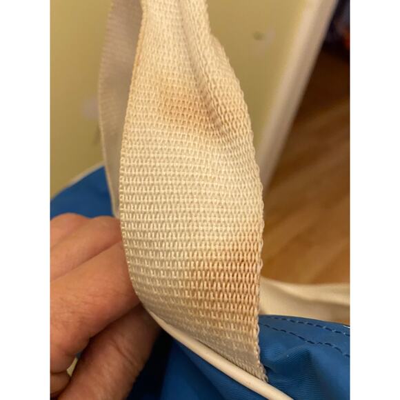 VTG Santa Fe Railroad Messenger Bag w hand and shoulder straps blue white nylon - Picture 12 of 14